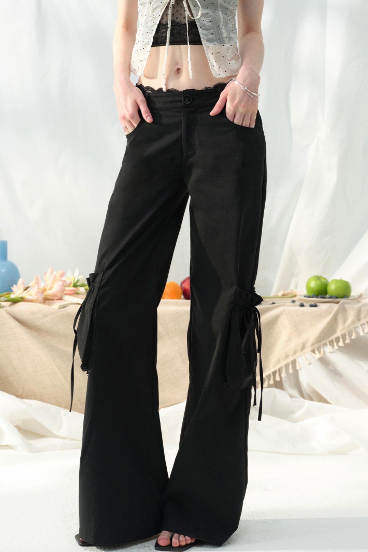 Lace-Trimmed Womens Pants