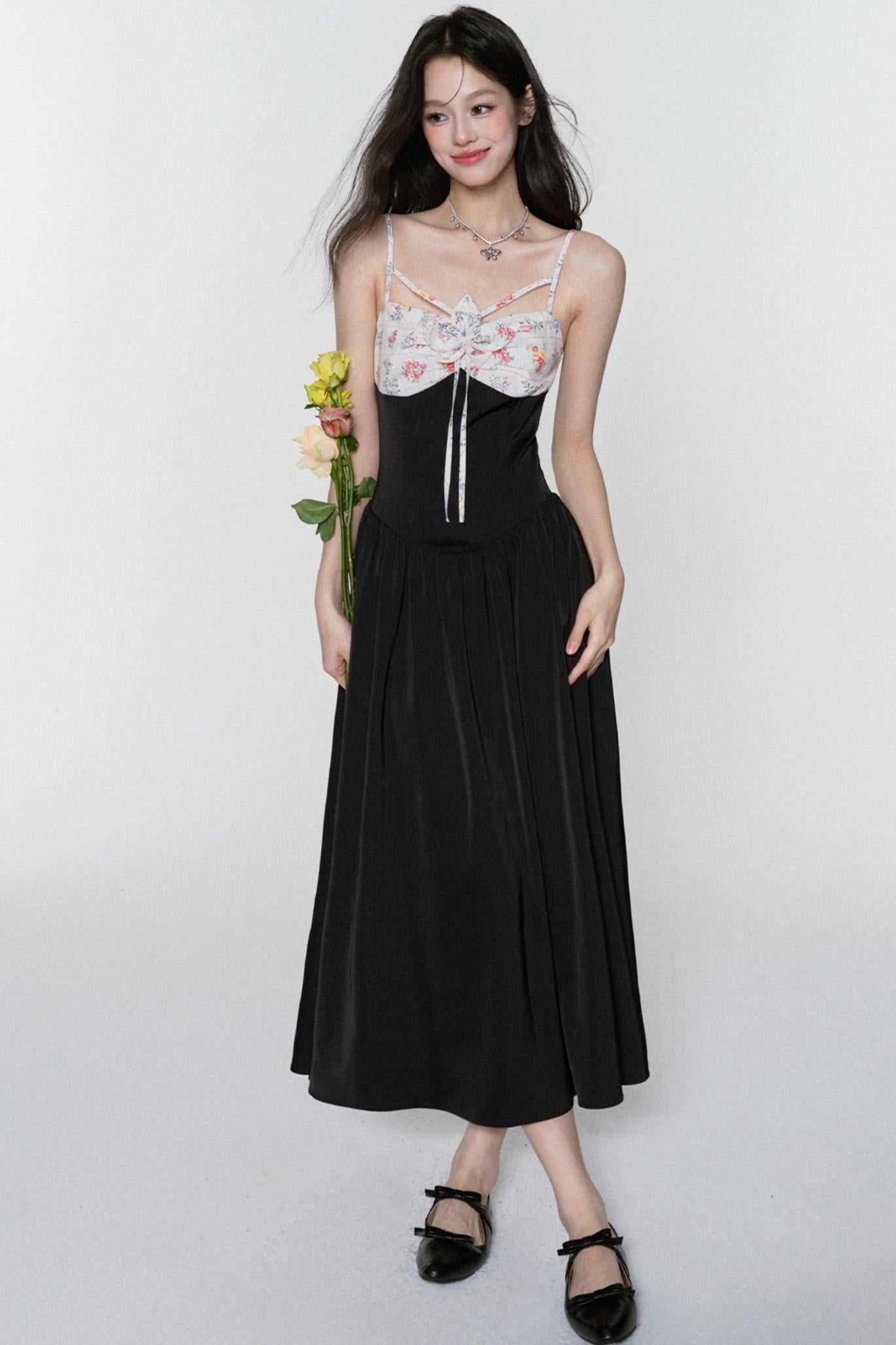 Midnight Satin Halter Dress