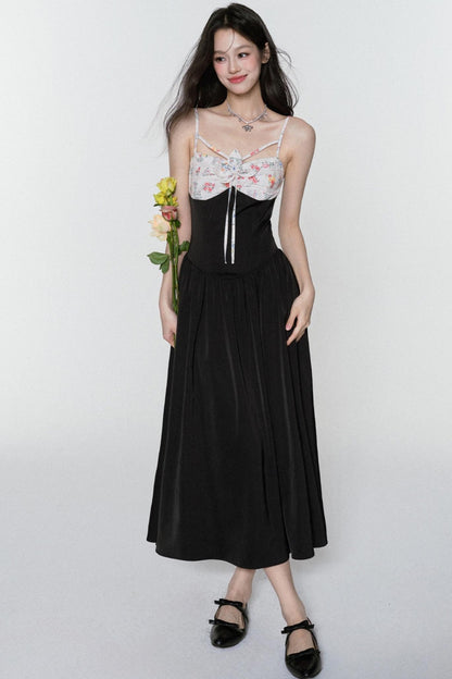 Midnight Satin Halter Dress