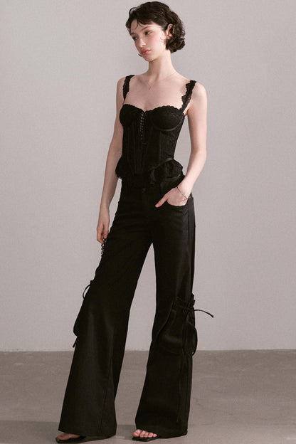 Lace-Trimmed Womens Pants