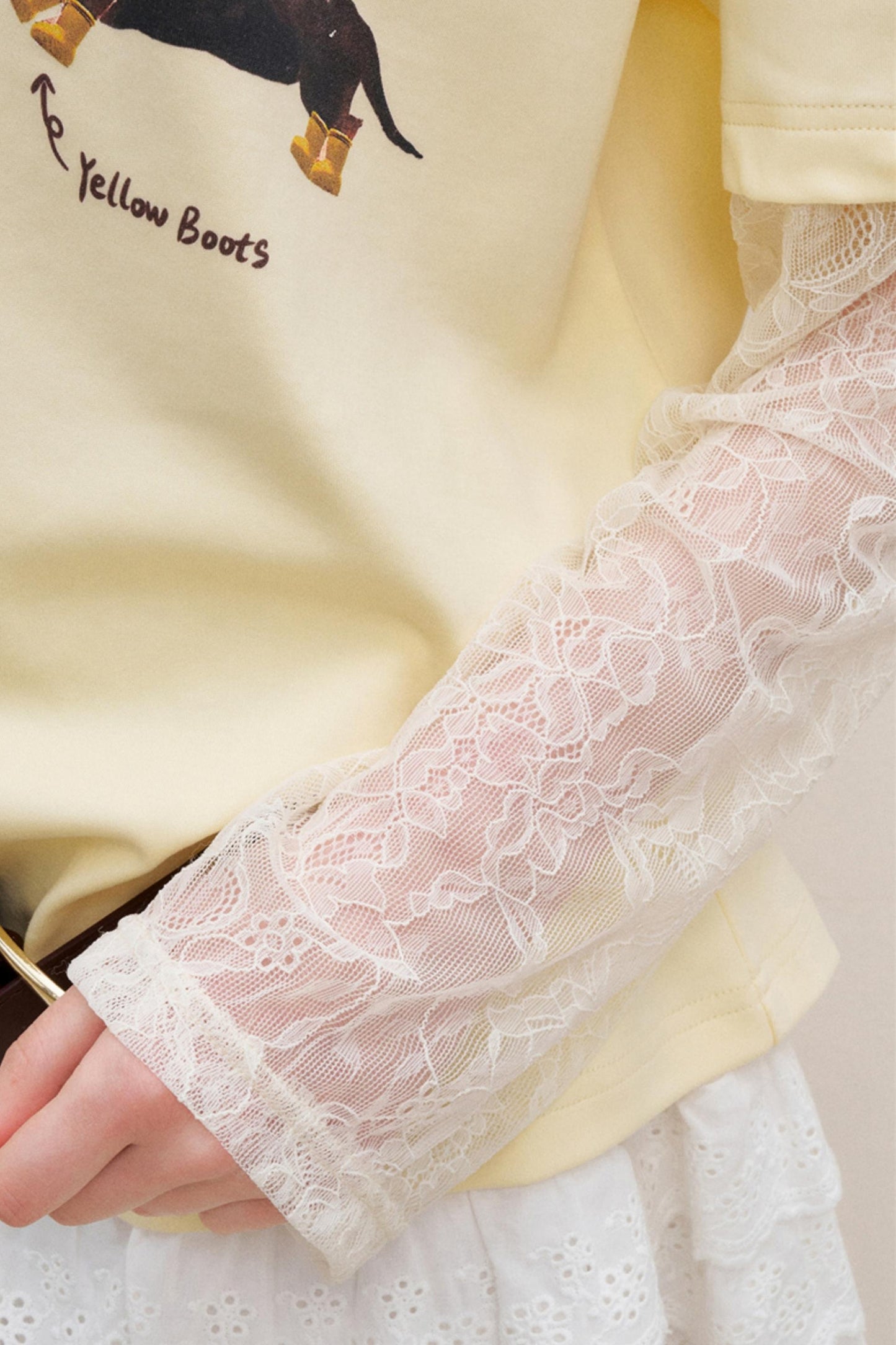 Faux Lace Spliced Tee