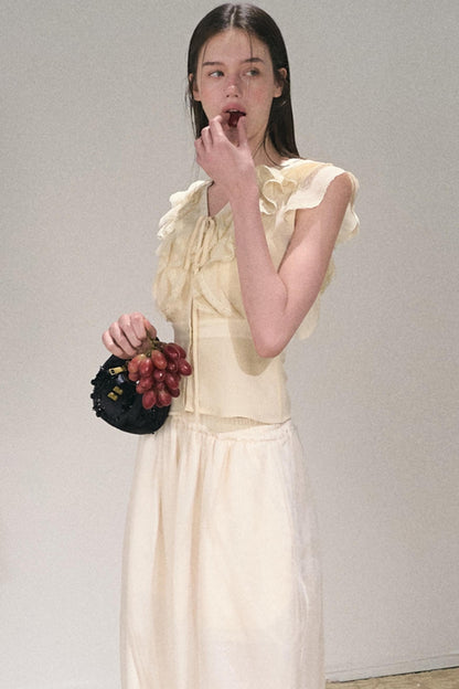 Apricot Wind Satin Wide-Leg Pants