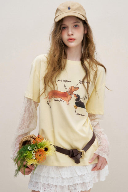 Faux Lace Spliced Tee