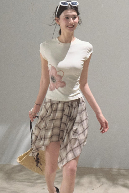 Love Ripple Plaid Skirt