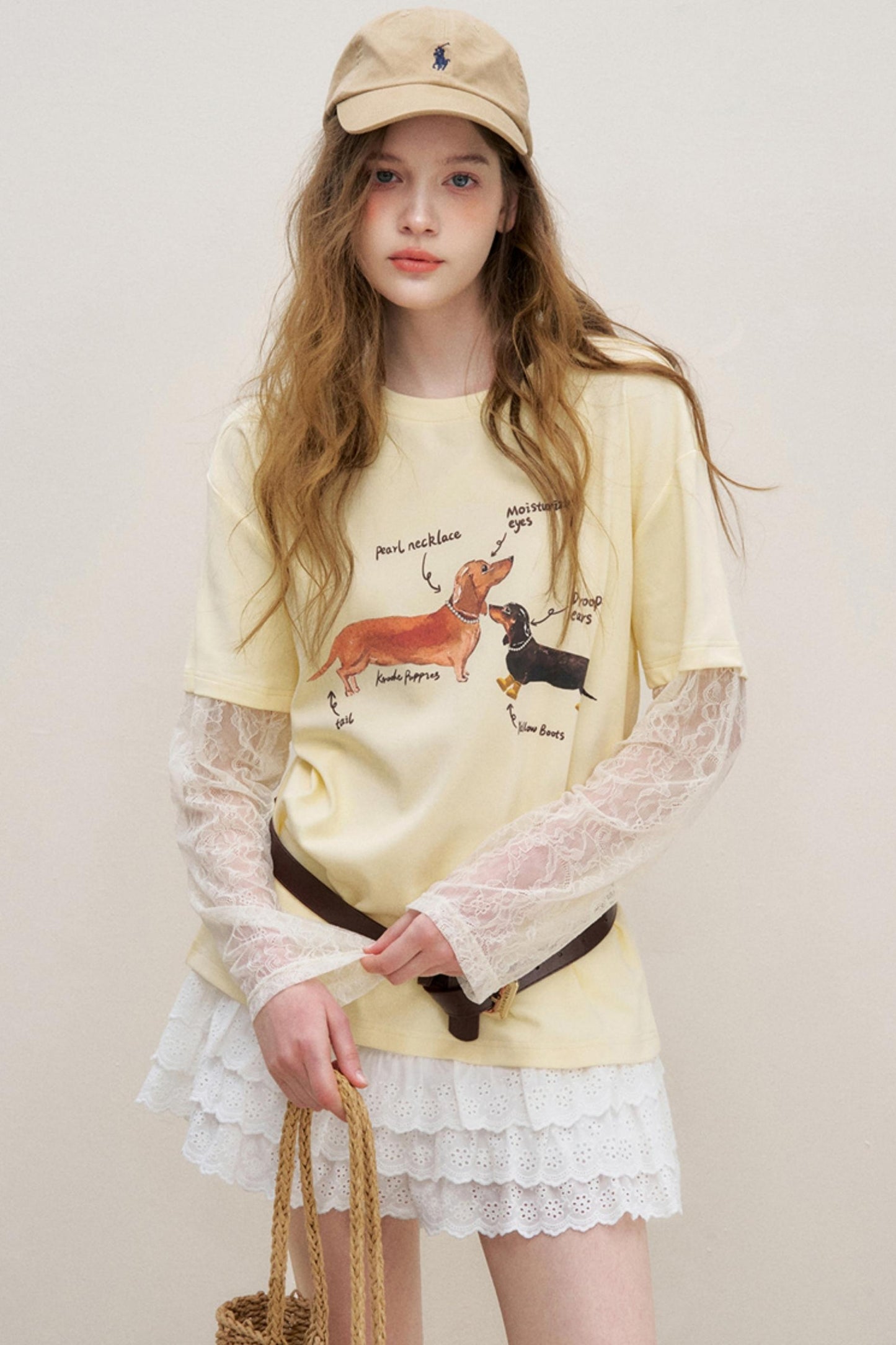 Faux Lace Spliced Tee