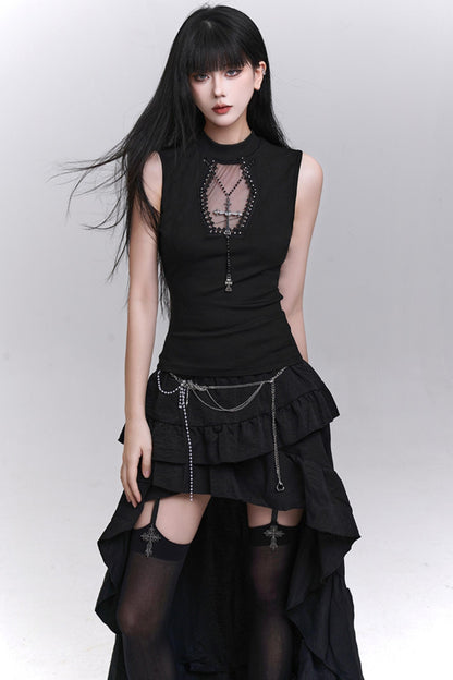 Ghostly Black Sleeveless Top
