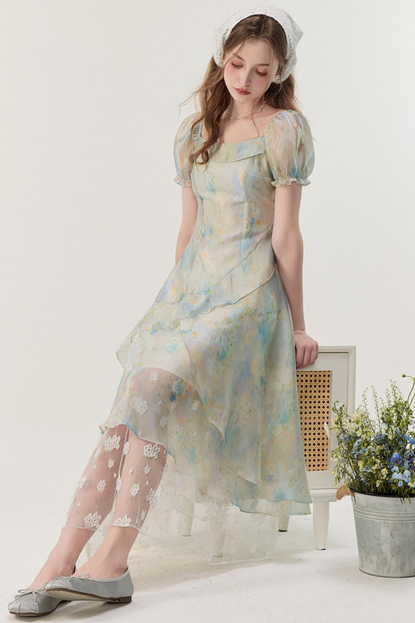 Petite Fit French Long Skirt Dress