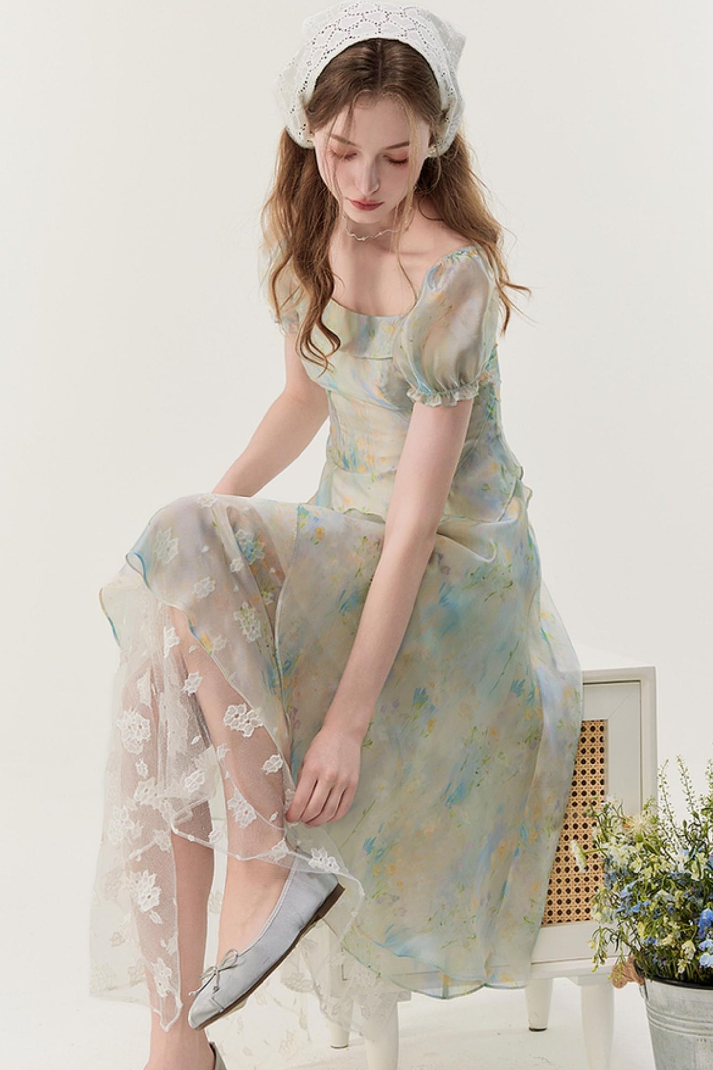 Petite Fit French Long Skirt Dress