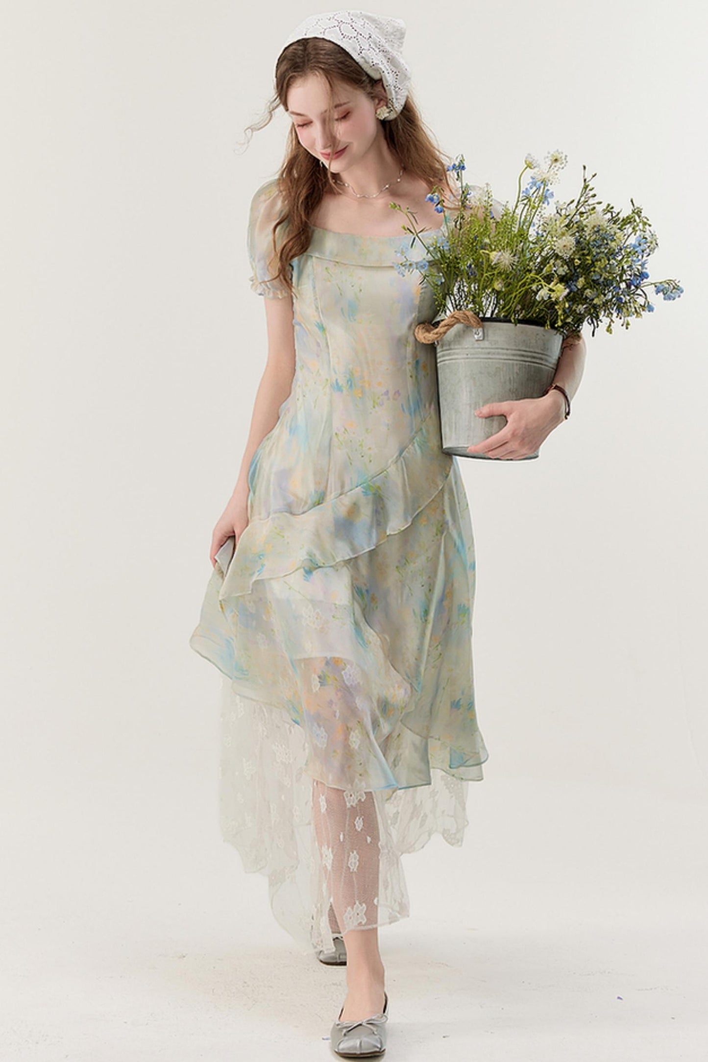 Petite Fit French Long Skirt Dress