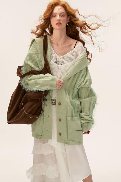 Lapel Knitted Loose Sweater Jacket