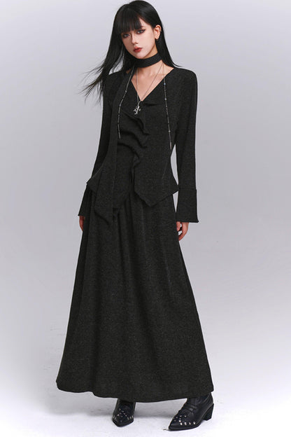 Chic Gray Two-Piece Suit Skirt Set-Up