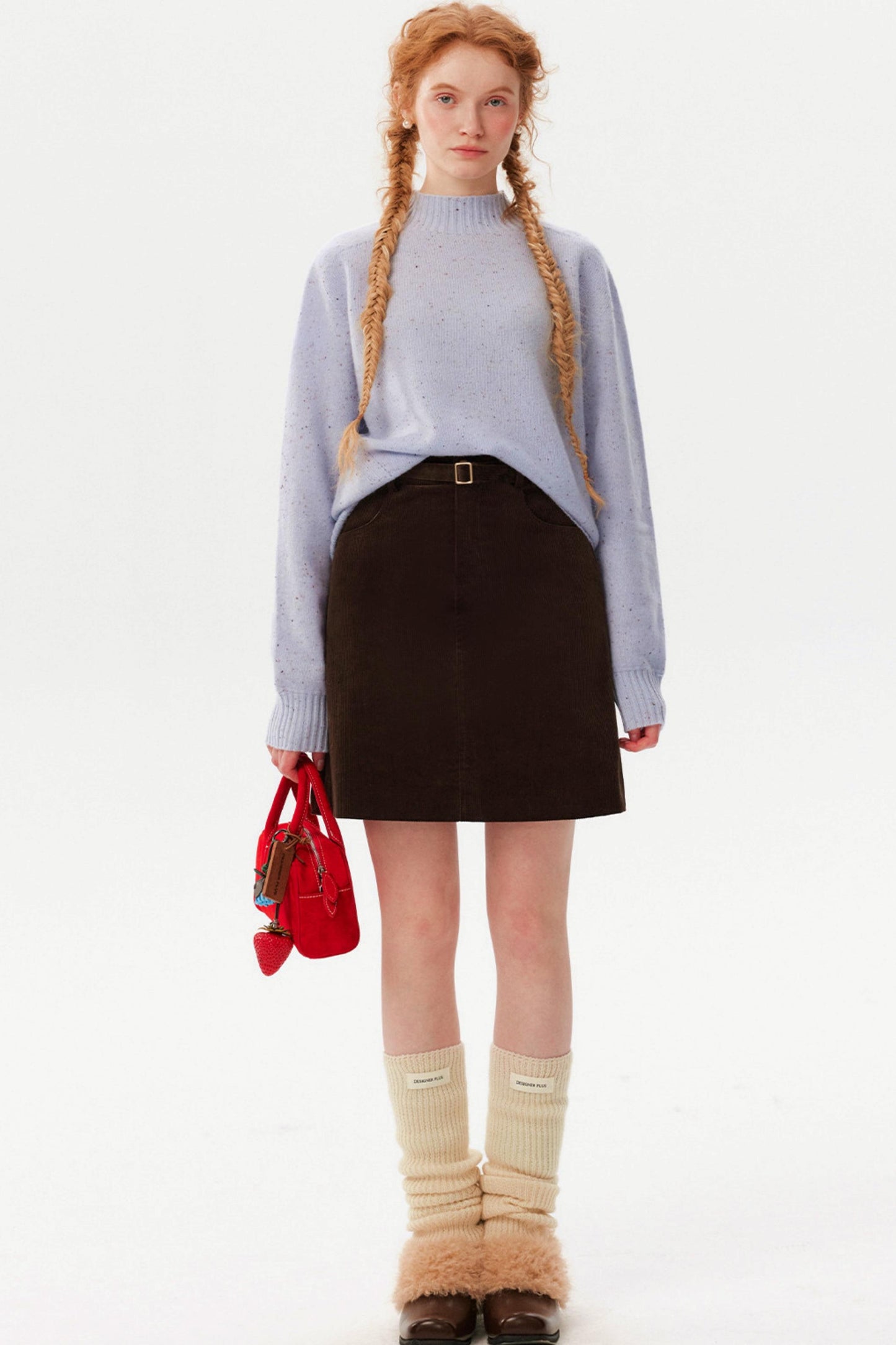 Brown Corduroy A-Line Skirt