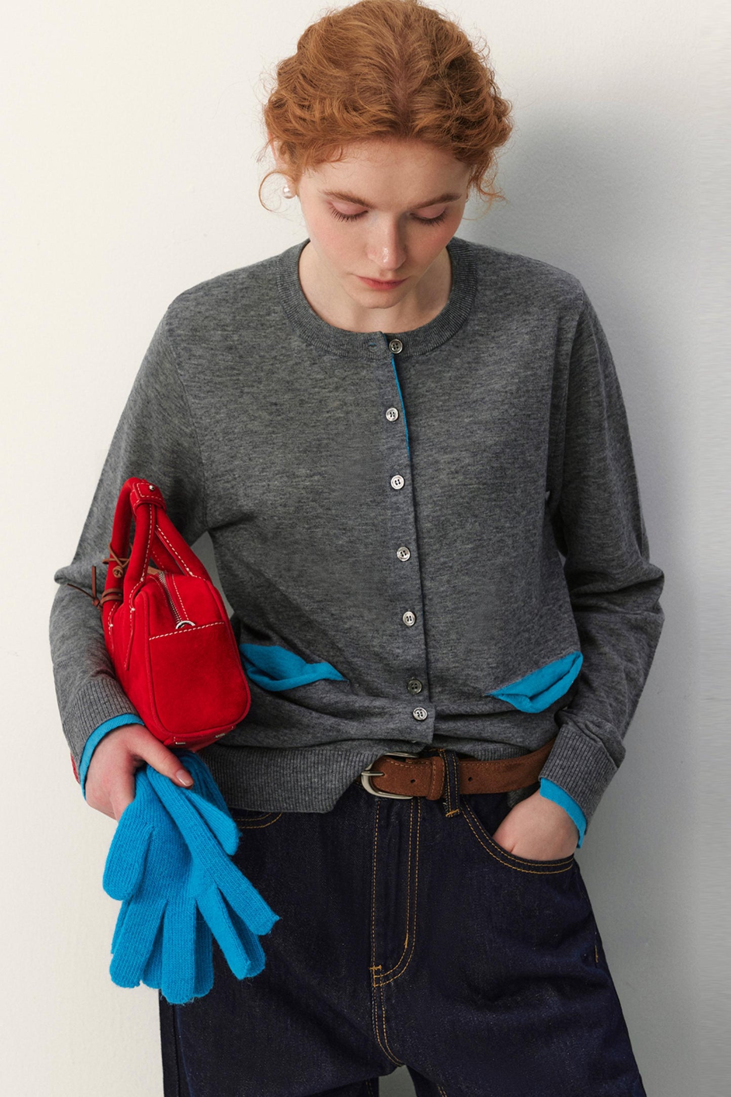 Color-Block Wool Cardigan