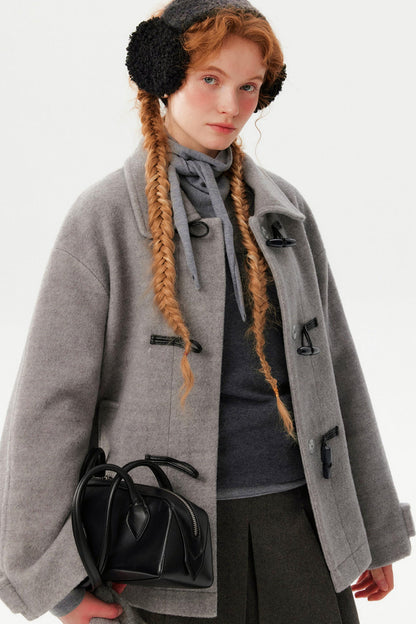 Gray Lapel Woolen Coat