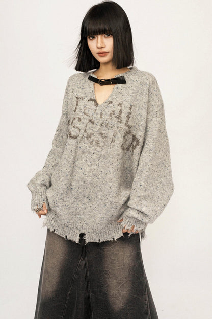 Retro Gray Knitted Sweater