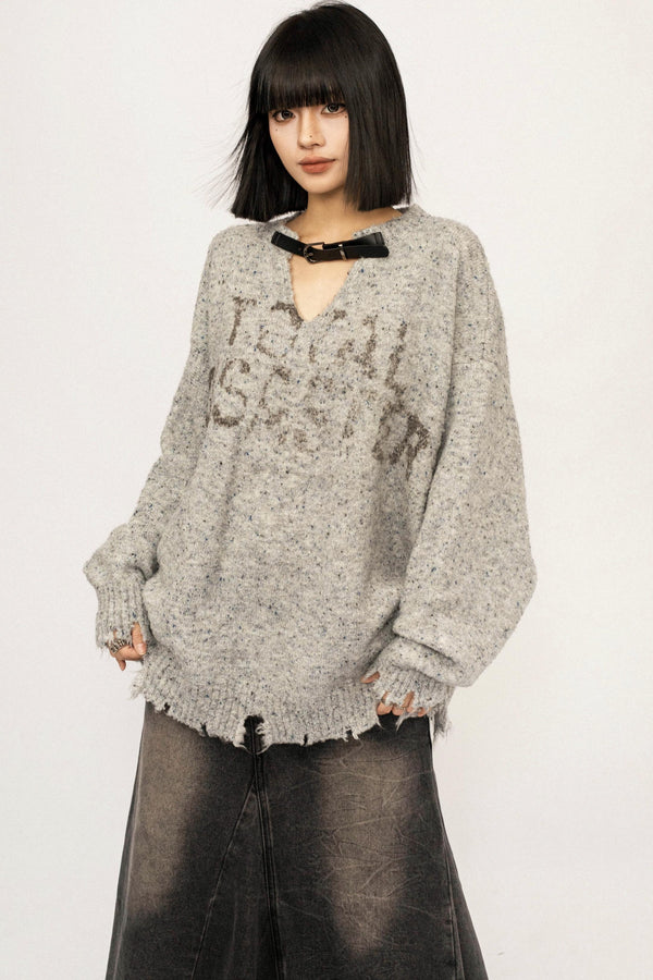Retro Gray Knitted Sweater