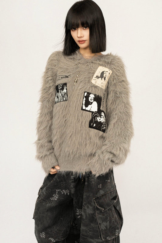 Retro Gray Knit Sweater