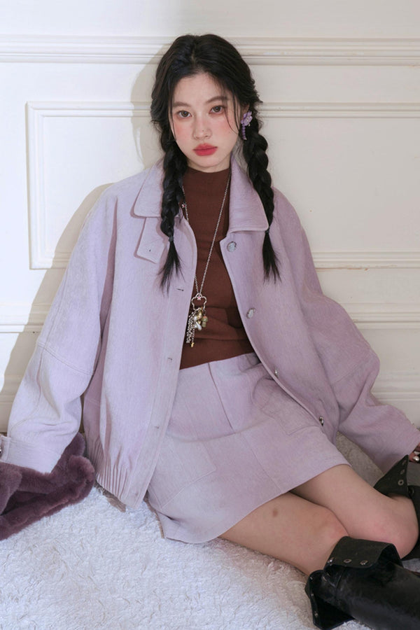 Stand-Up Velvet Chenille Jacket Set