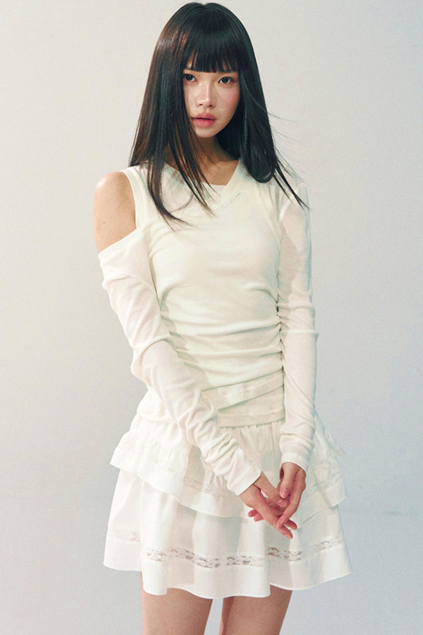 White Tencel Wool Knitwear Set