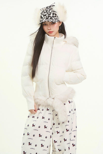 White Fur Collar Cotton Jacket