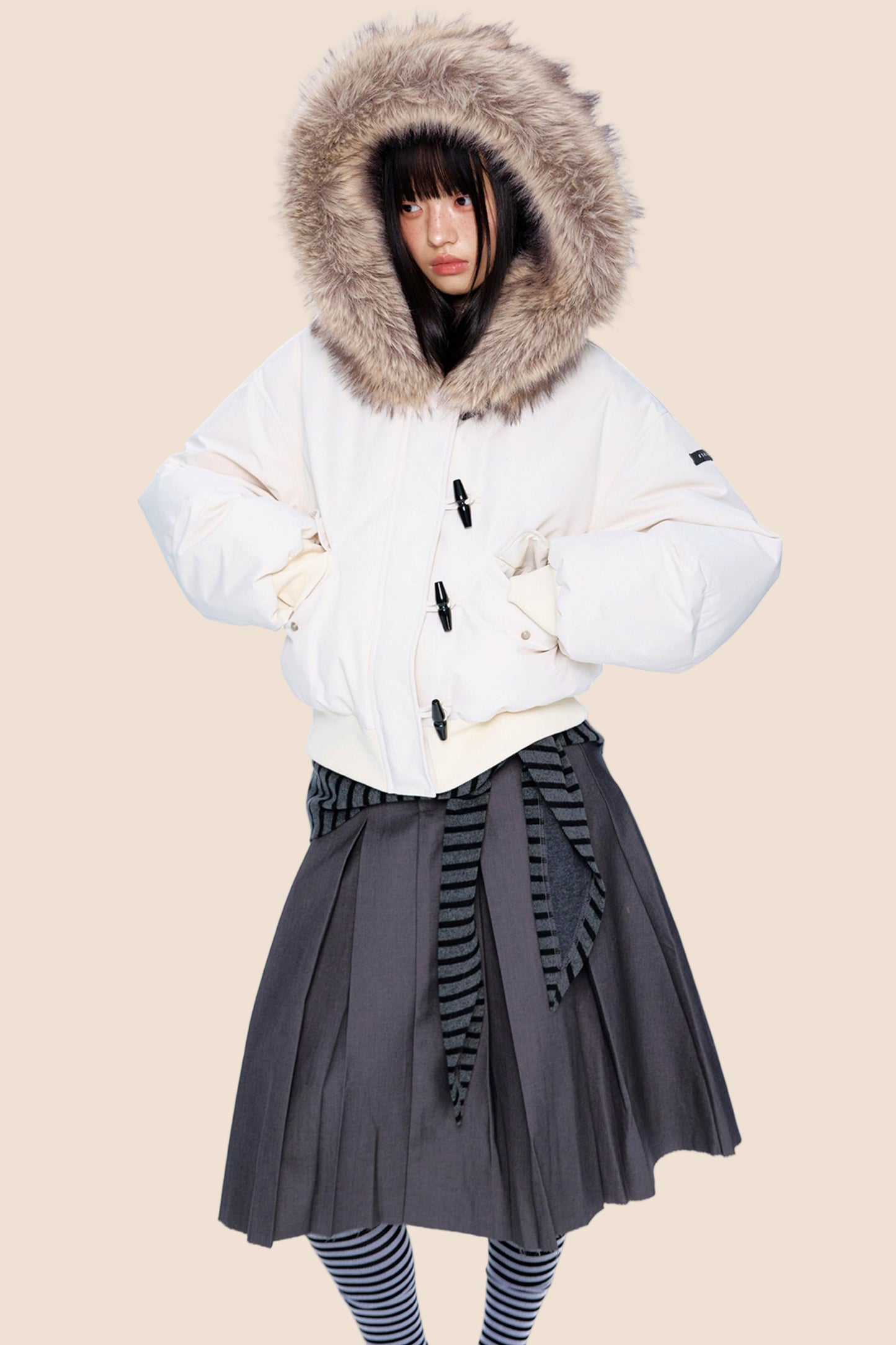 Large Fur Collar Parka Jacket