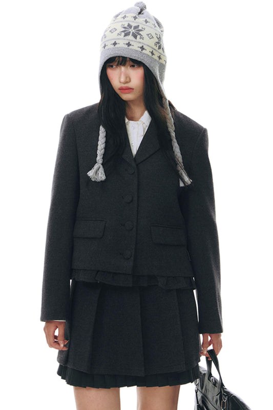 Original Ruffled Woolen Suit Jacket Set-Up