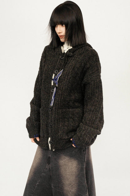 Retro Autumn Hooded Cardigan