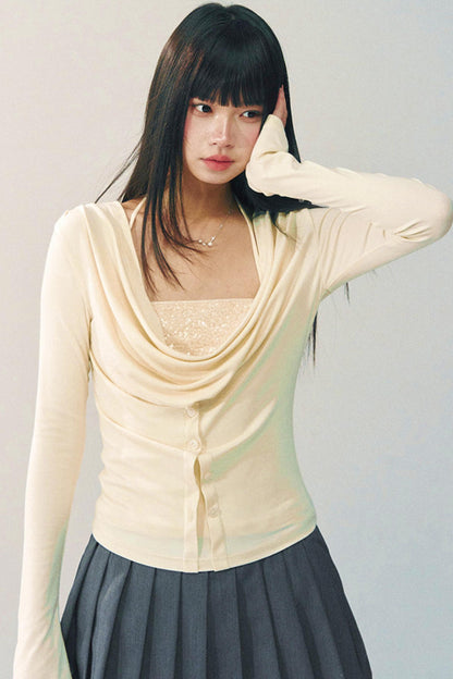 Sequined Swing-Collar Top