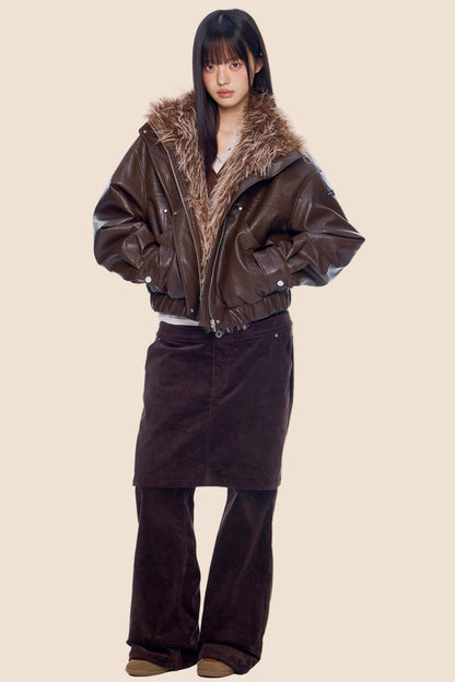 Corduroy Flared Skirt Pants