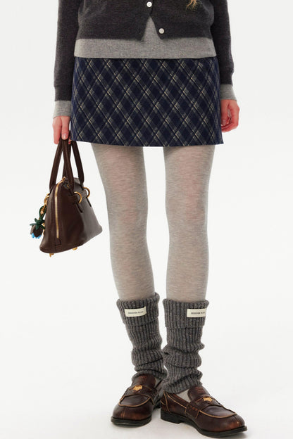French Retro Plaid Wool Skirt