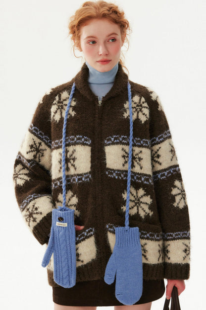 Retro Snowflake Zipper Jacket