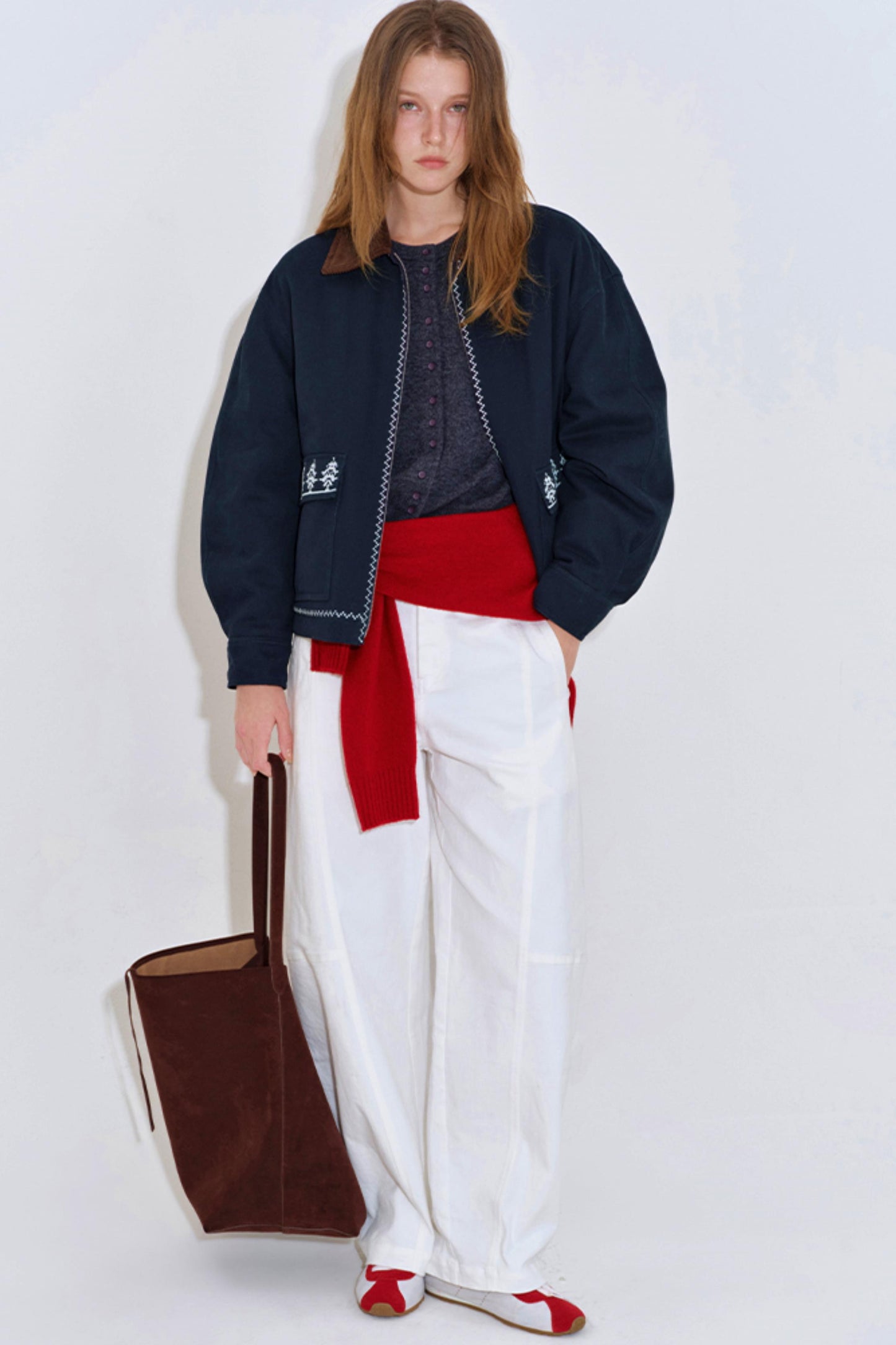 Retro Embroidered Color-Block Jacket