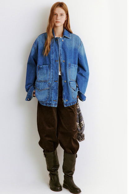 Washed Denim Jacket With Pockets