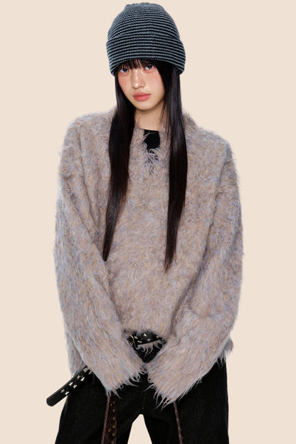 Imitation Mink Velvet V-Neck Sweater