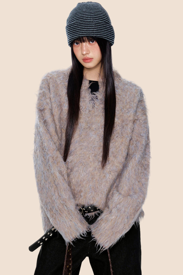 Imitation Mink Velvet V-Neck Sweater