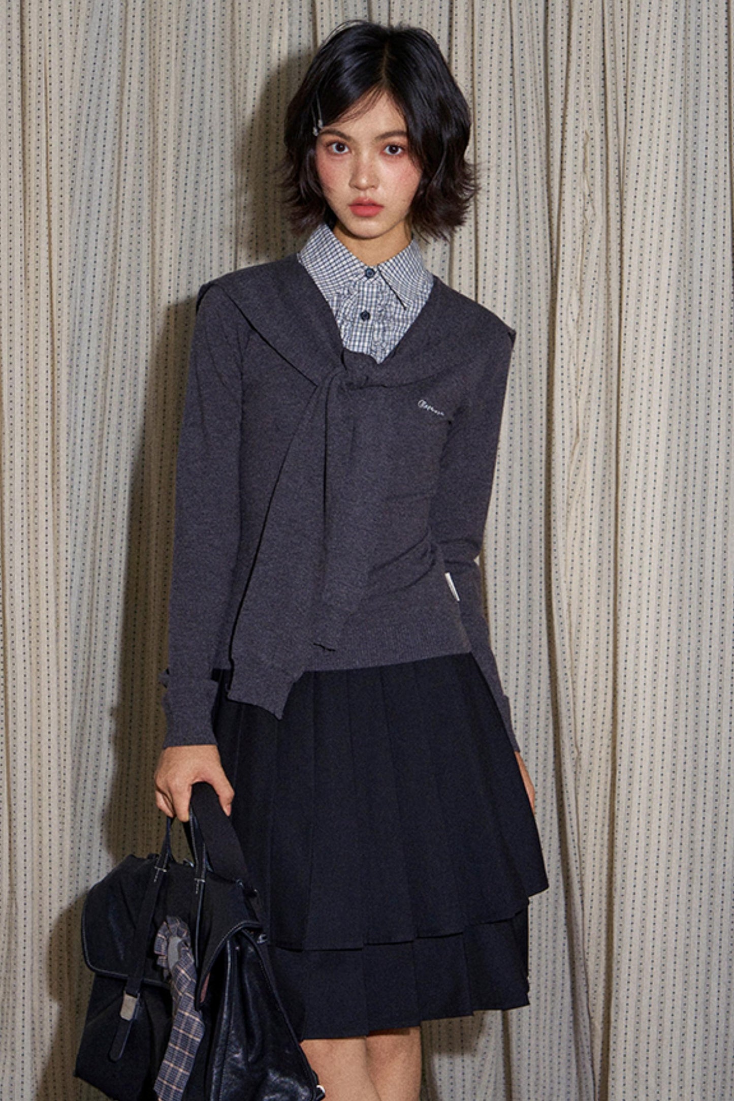 Navy Collar Knit Sweater