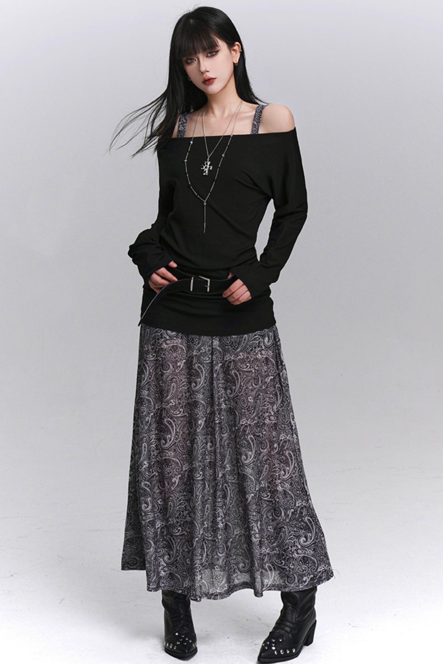 Autumn One-Shoulder Camisole Dress Set