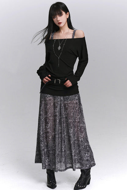 Autumn One-Shoulder Camisole Dress Set