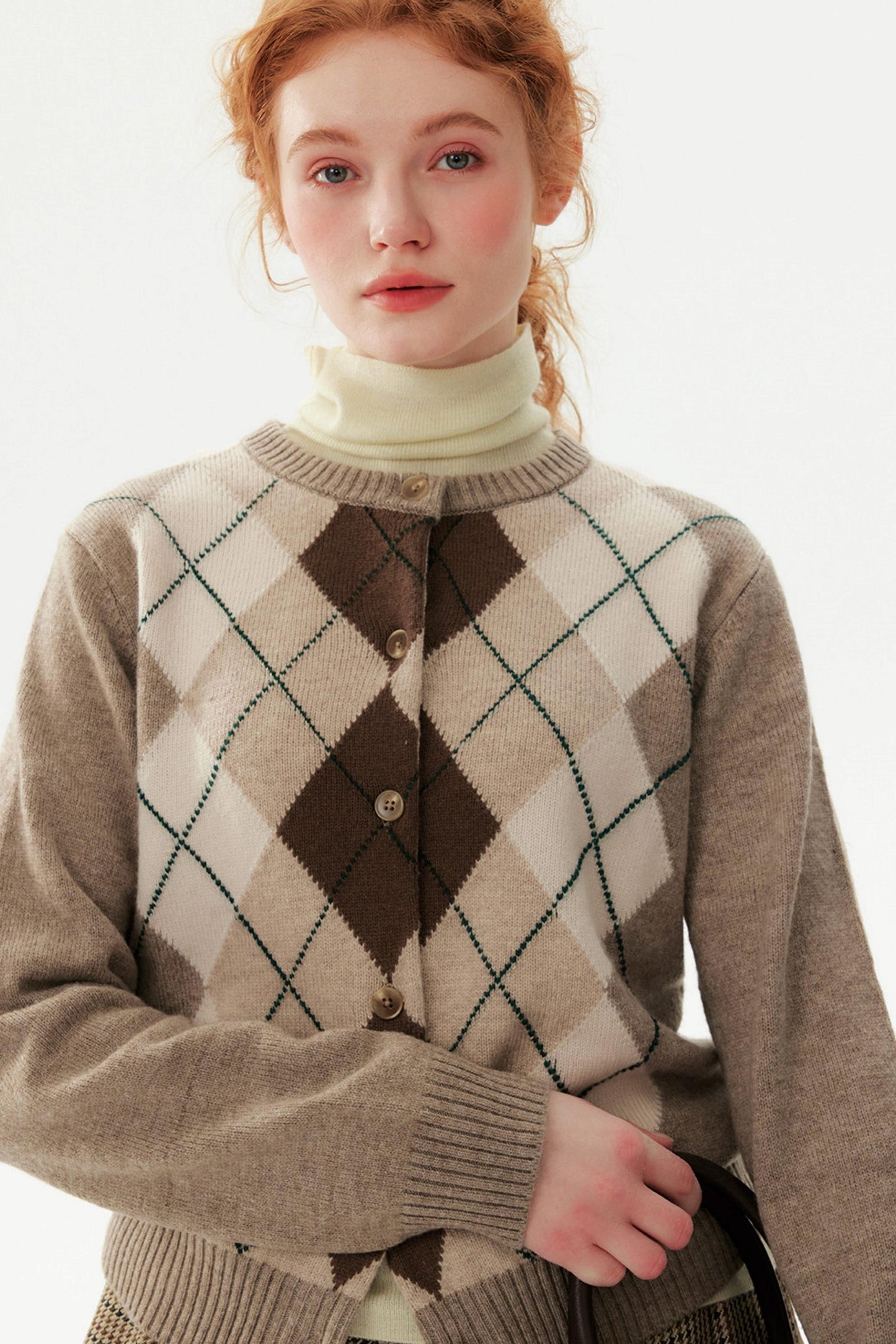 Preppy Wool Diamond Cardigan