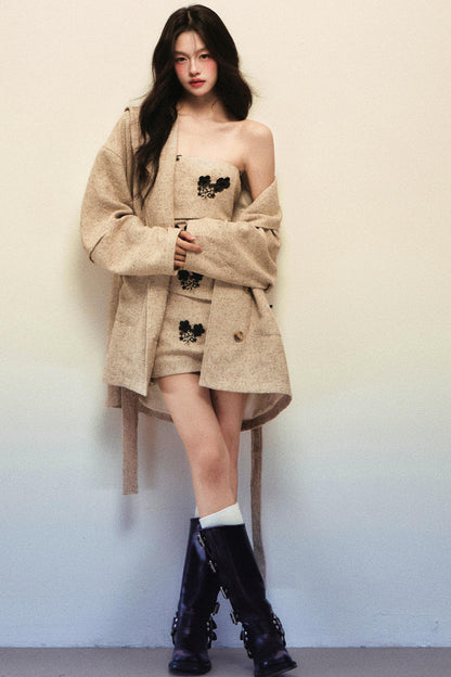 Apricot Woolen Coat Set-Up