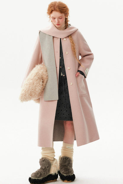 Silk Wool Reversible Scarf Coat