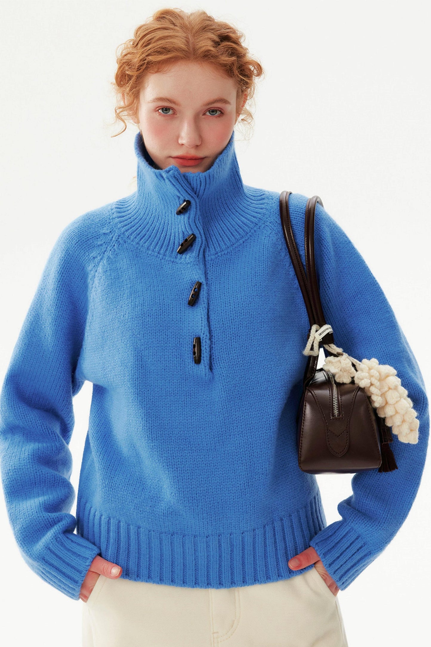 Light Bean Green Toggle Sweater