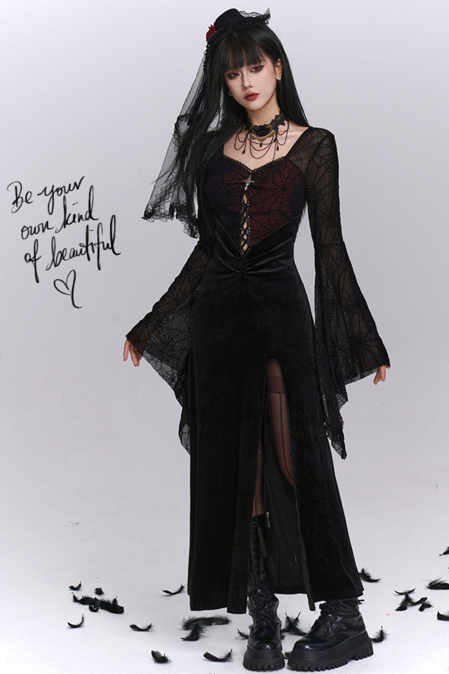 Sexy Gothic Flared Sleeve Dress