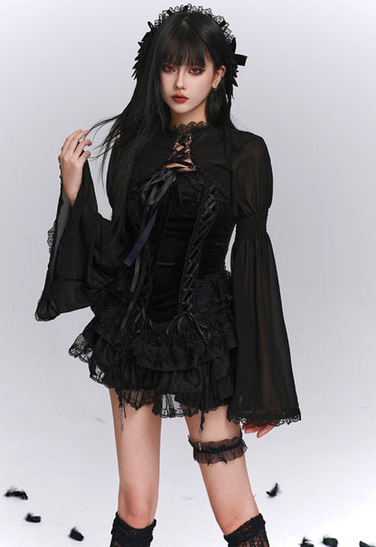 Black Puffy Black Culotte Set-Up