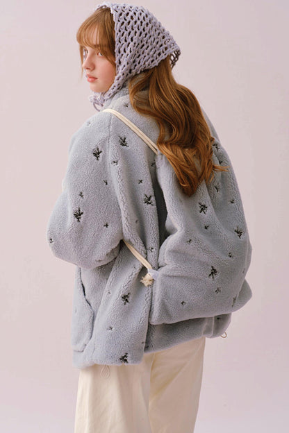 Soft Velvet Floral Backpack