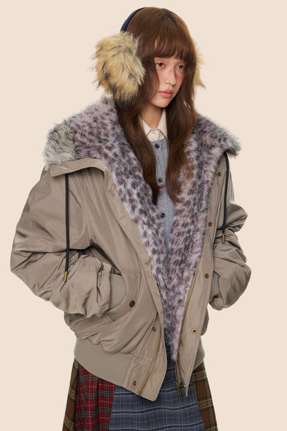 Leopard Print Hooded Jacket