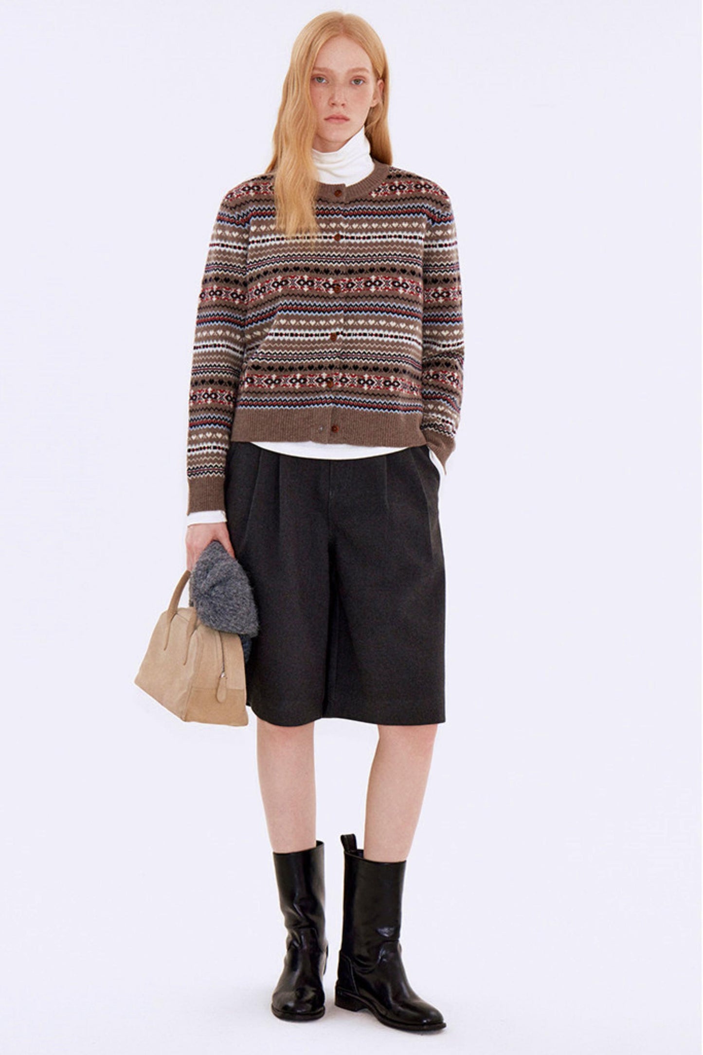 Light Retro Wool Fair Isle Cardigan