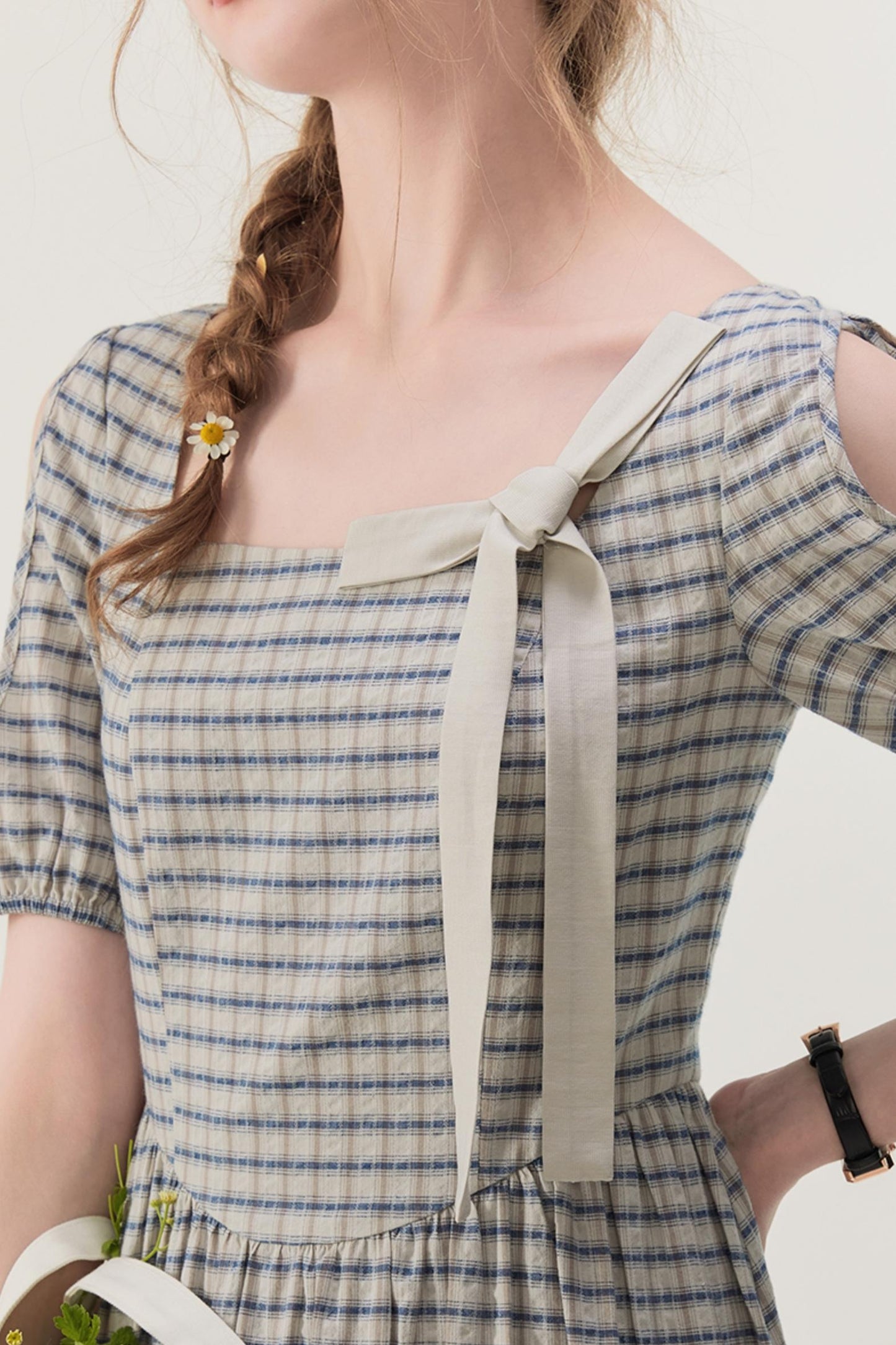 Gray Plaid A-Line Dress