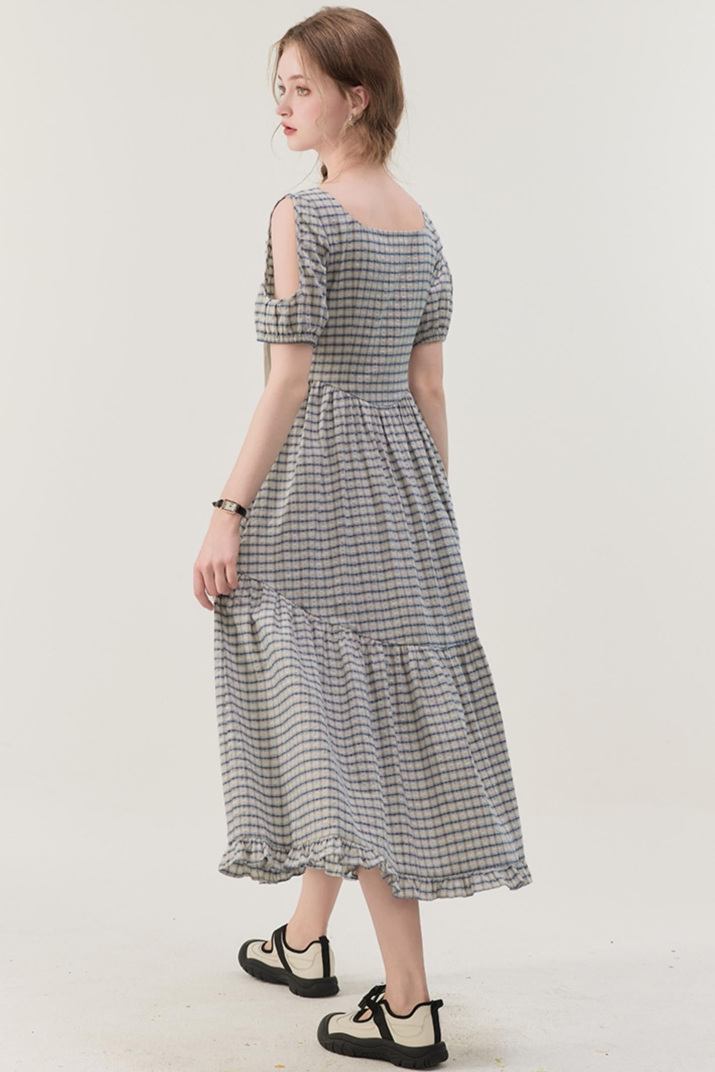 Gray Plaid A-Line Dress