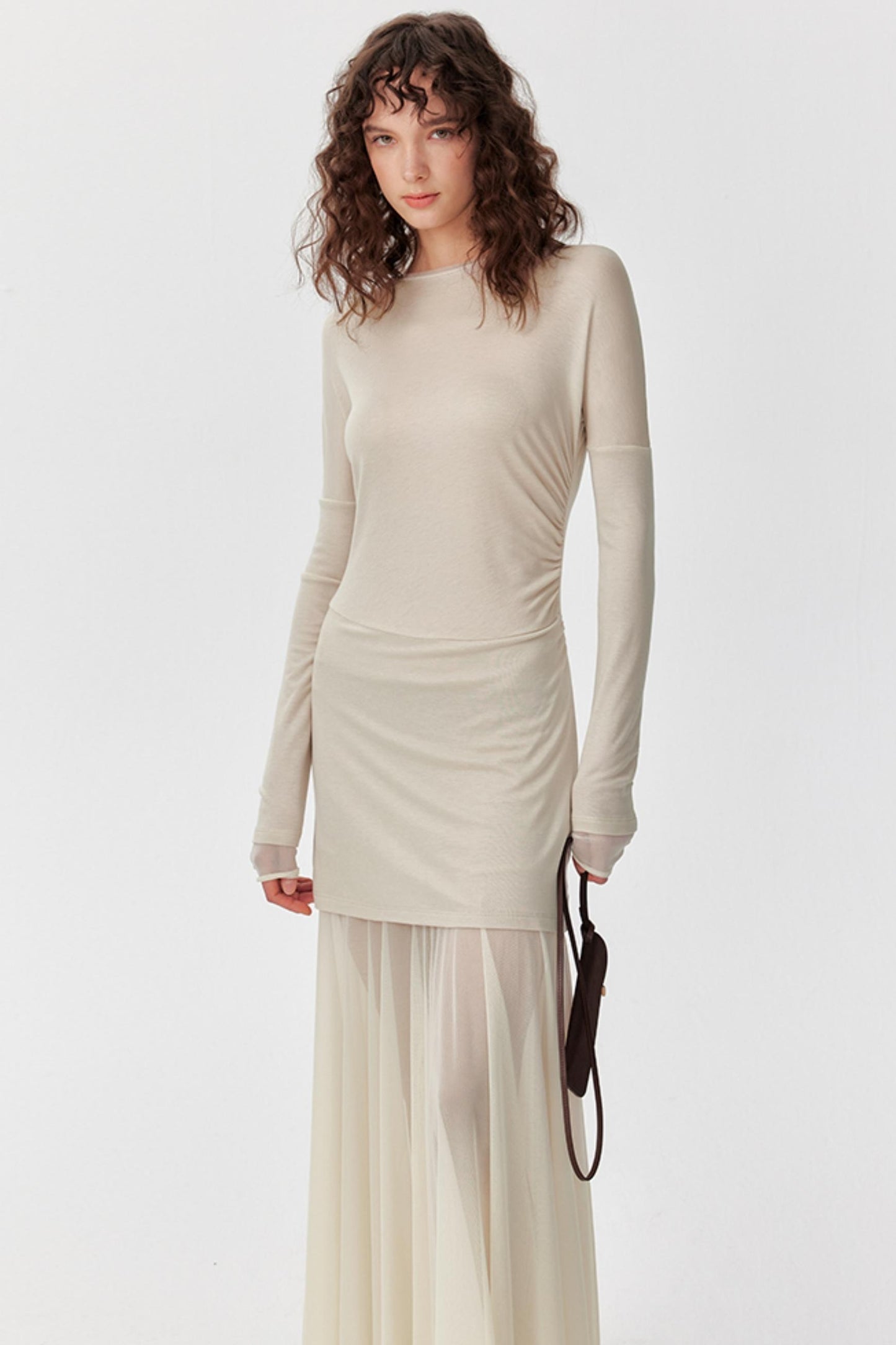 Linen Tulle Long Sleeve Dress Set-Up